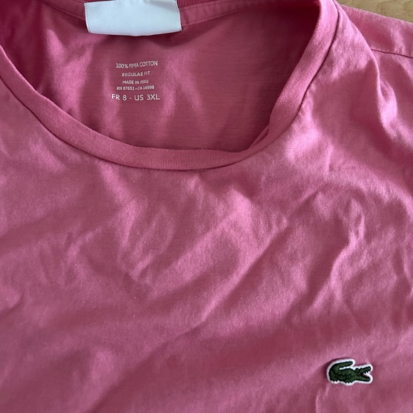 Lacoste Pink Short Sleeve Tee Shirt Size 3XL - Picture 3 of 3